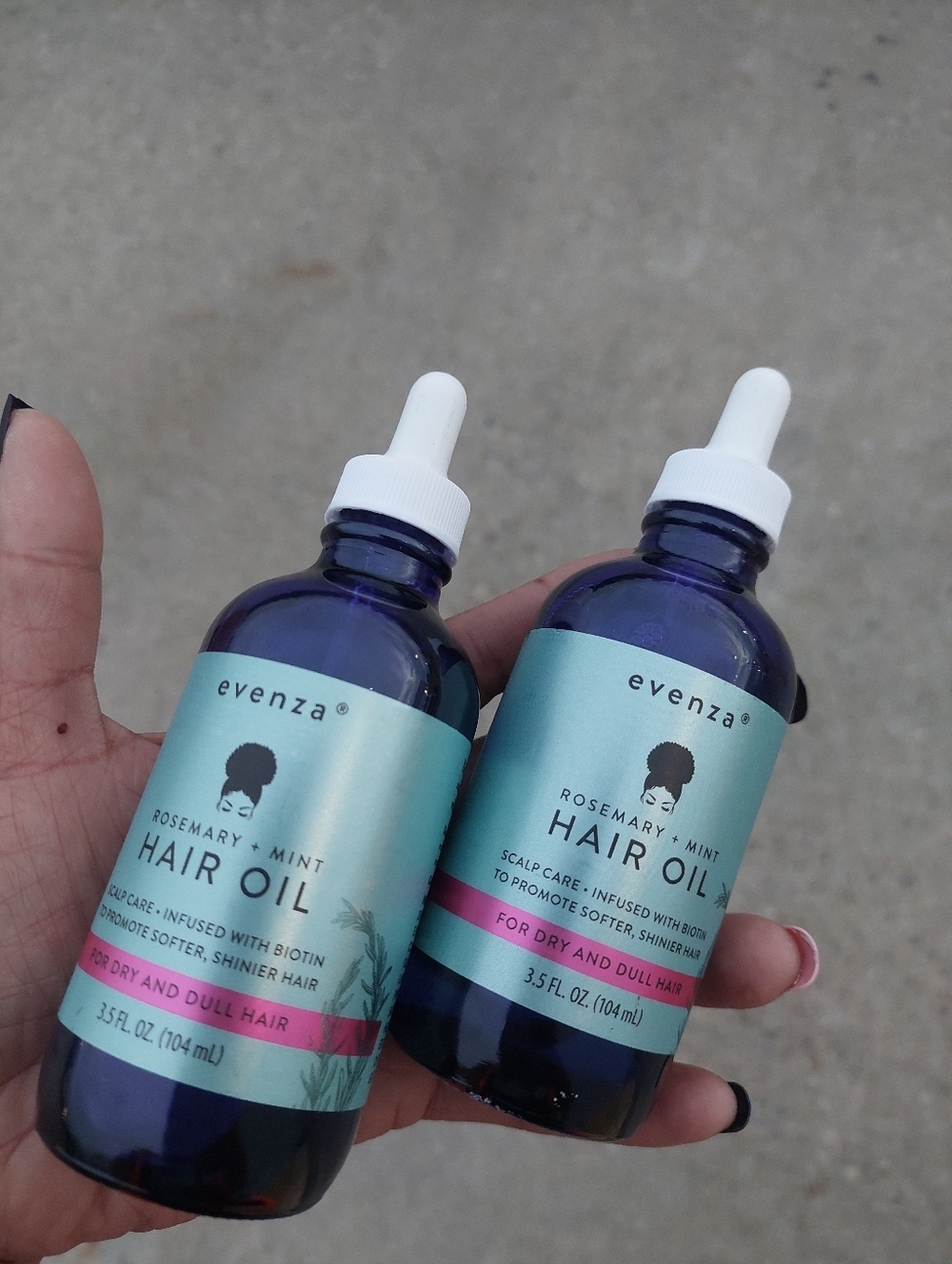 2 NEW UNOPENED Bottles EVENZA Hair Oil Rosemary + Mint  94 Yuka App Dry Hair